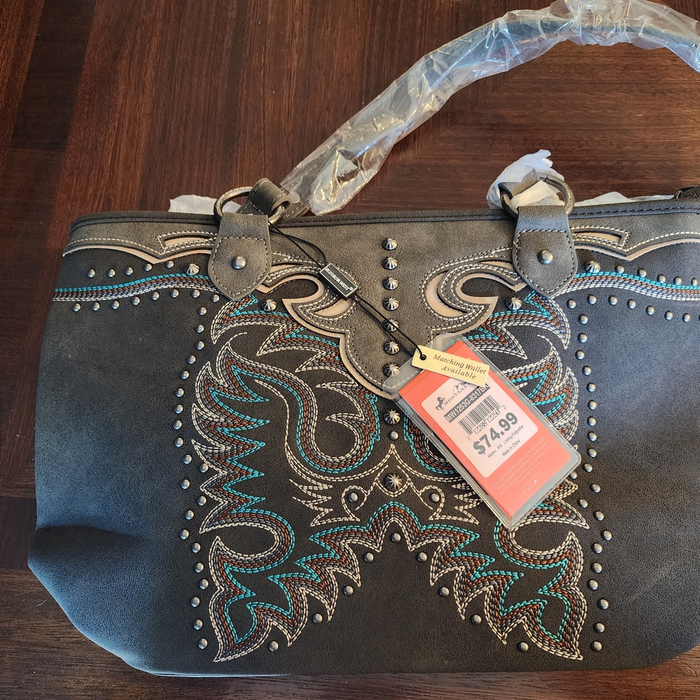 Montana West Black and Green Shoulder Bag with Western Embossed Design